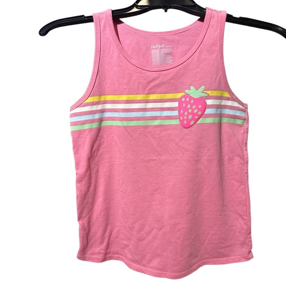 3/$20 Cat & Jack Girls Pink Strawberry Tank Top Size L 10/12 Fun Colorful Summer - Picture 1 of 4